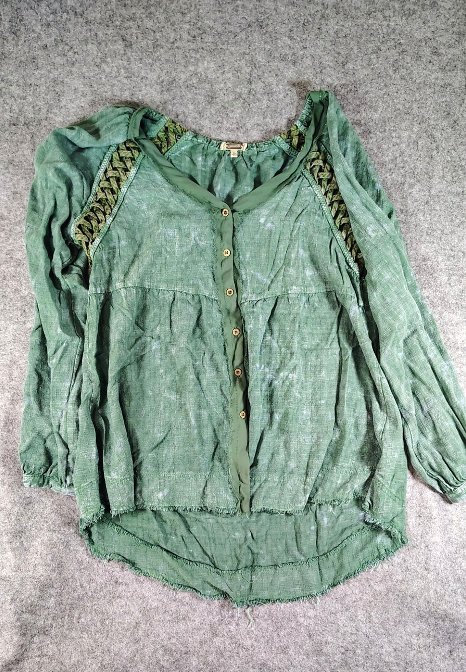 Gimmicks by BKE Green Textured Bohemian Shirt Size L